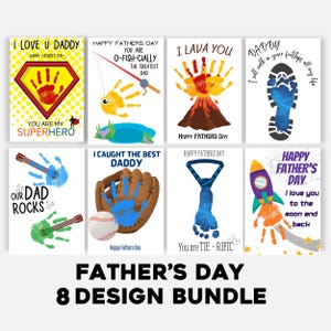 Father's Day Handprint Art Craft Bundle 2025, Handprint Father's Day, Printable Handprint Gift, Keepsake Toddler Memory, Handprint DIY Craft