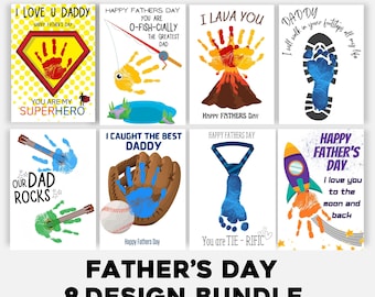 Father's Day Handprint Art Craft Bundle 2026, Handprint Father's Day, Printable Handprint Gift, Keepsake Toddler Memory, Handprint DIY Craft