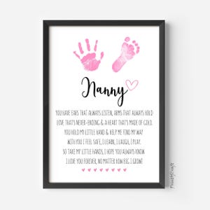 Artisanat d'art empreinte de main poème fête des mères nounou, fête des mères carte-cadeau imprimable pour grand-mère, empreinte de main pour enfants bricolage activité Saint-Valentin imprimable