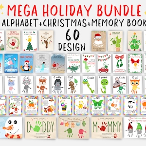 Arte navideño con huellas de manos, libro del alfabeto con huellas de manos, libro de recuerdos para niños en edad preescolar, manualidad para bebés.