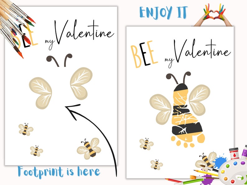 Bee Valentines Day Footprint Craft Bee My Valentines - Etsy