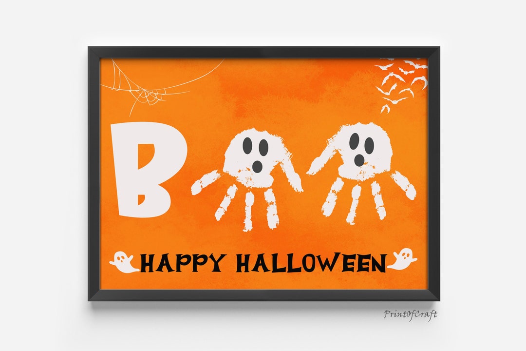 Boo Halloween Art Craft Keepsake Printable Handprint Art Etsy