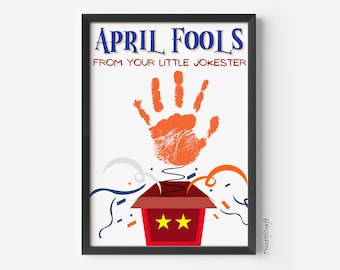 April Fools Day Craft Handprint Art, Toddler 1st April Keepsake, April Fools Activity Card, Kids Preschool Kindergarden Handprint, DIY Craft