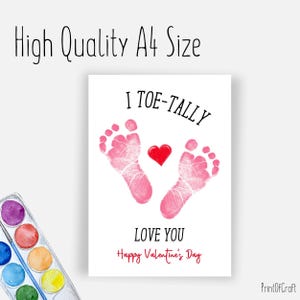 Valentine's Day Handprint Art Craft Template, I Love You Printable, DIY ...