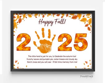Fall Handprint 2025 Craft, Handprint Footprint Fall Kids Art, Baby Handprint Keepsake, Thanksgiving Printable Poem, Fall Handprint Art