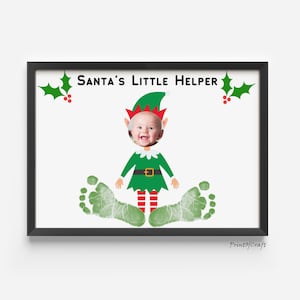 Christmas Handprint Craft, Christmas Santa Footprint Art, Christmas Craft For Kids, Baby Toddler Craft, Holiday Activity, Printable Gift Art