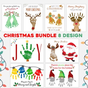 Weihnachten Handabdruck Fußabdruck DIY Art Craft Bundle, druckbare Weihnachts Handabdruck Fußabdruck Urlaub Aktivität für Baby Kleinkind Handwerk Andenken