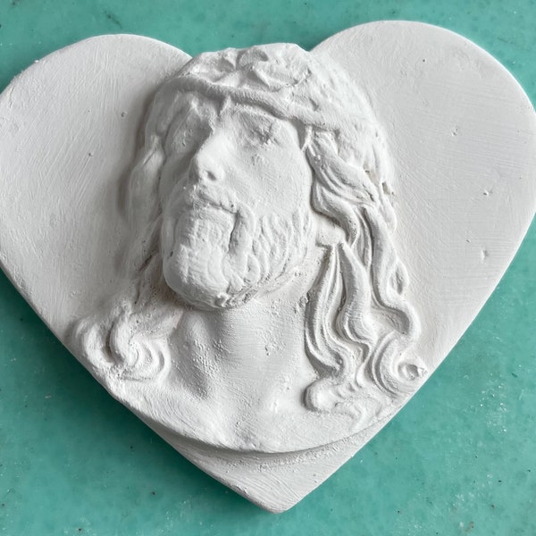 Religious Jesus and Heart plaster plaque