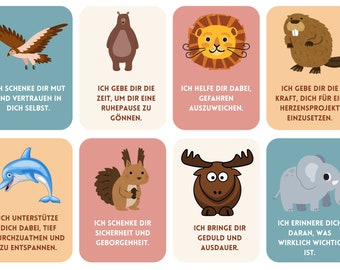 Tarjetas imprimibles de animales de poder para niños