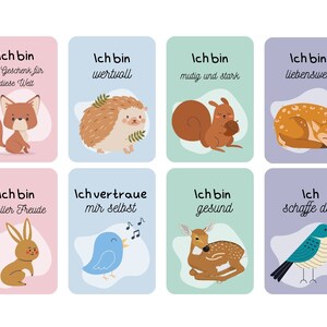 Cartes d'affirmation «Animaux de la forêt» à imprimer pour les enfants