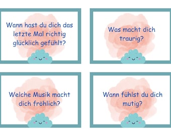 Conversation cards for children | 52 feelings cards & encouragement cards | Emotions, self-confidence, morning circle | Educational material