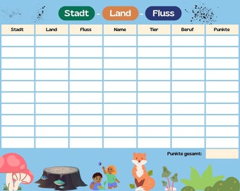 City-Country-River / Printable Game