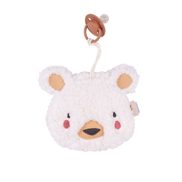 Pacifier holder/cuddly toy teddy ecru