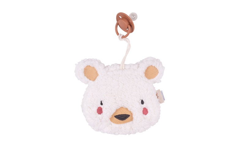 Pacifier holder/cuddly toy teddy ecru image 1