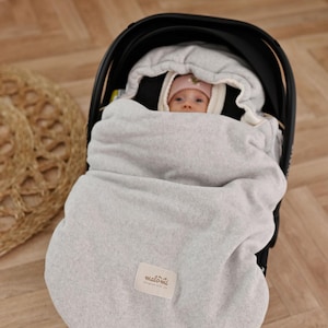 Organic Cotton Fleece Swaddle - 3in1 cover for car seat, baby carrier, gondola stroller