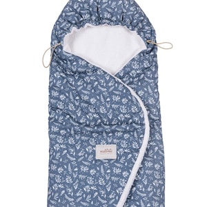 3in1 Swaddle for Car Seats and Baby Carriers, organic denim pattern