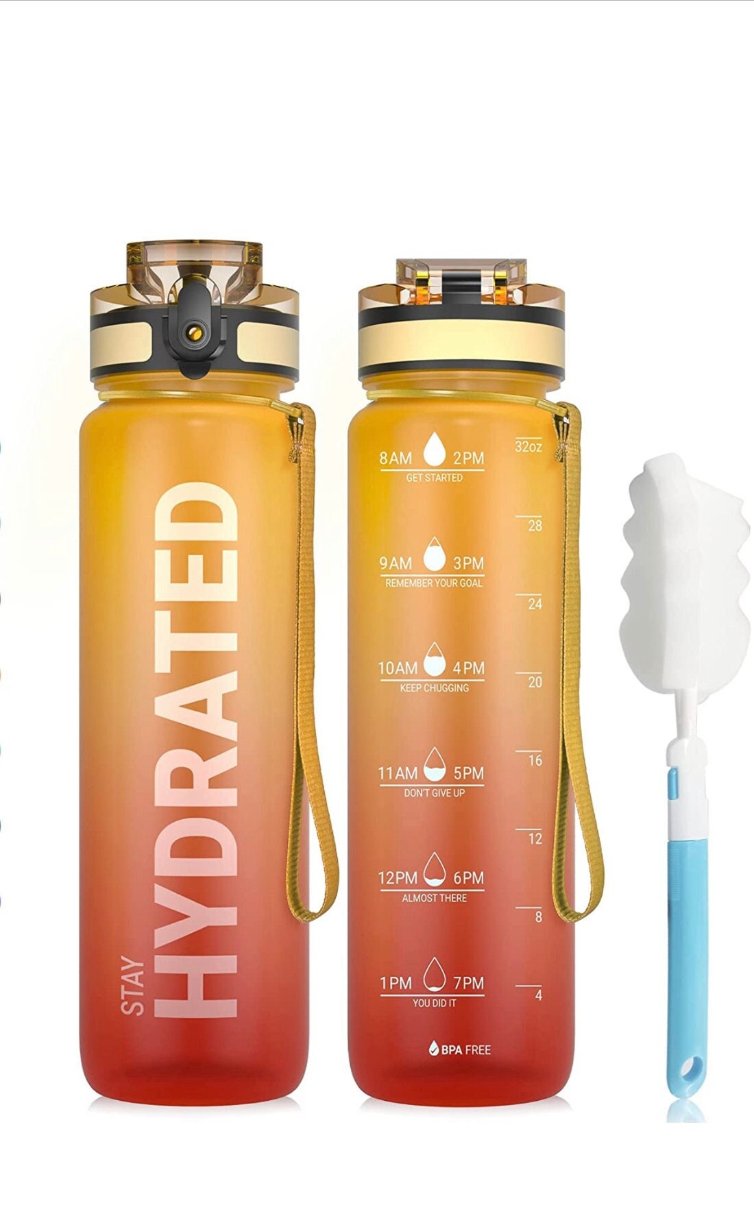 Sahara Sailor Wasserflasche, 1000ml Motivierende Wasserflasche, SportGetränke Flasche & Lockenhülle auslaufsicher, BPA frei, für Gym, Schule, Radfahren