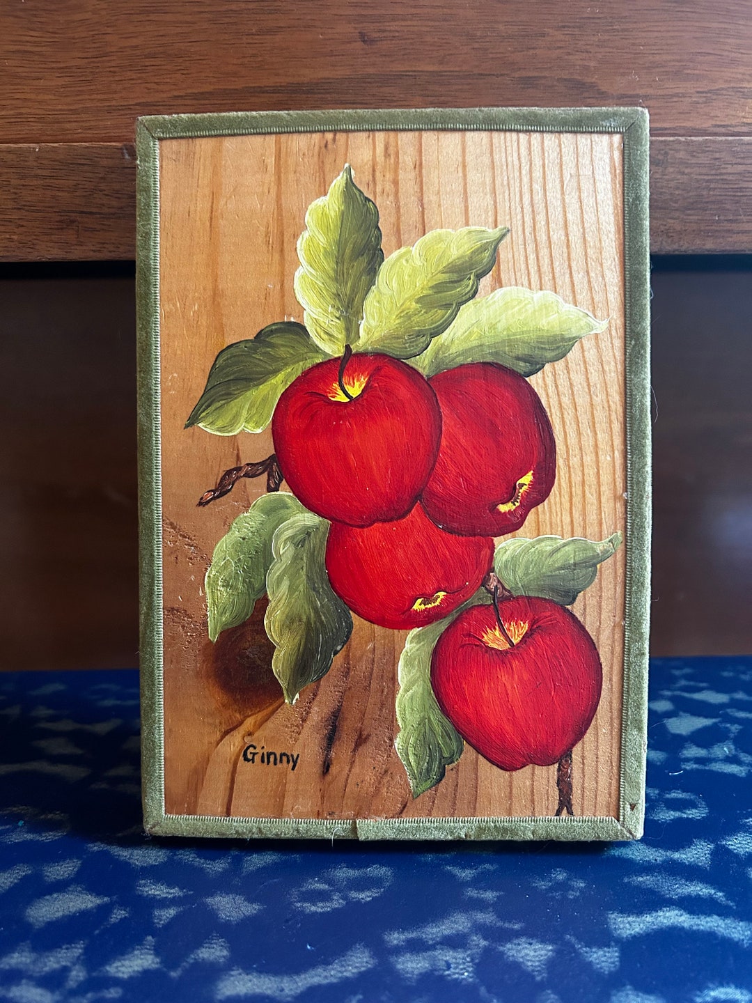 Vintage Hand Painted Folk Art Apple - Etsy