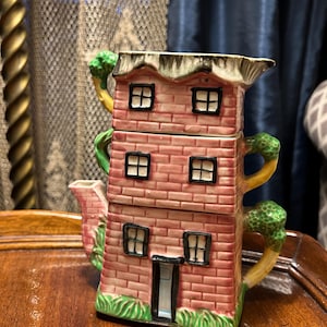 Vintage Stacked House Tea Set with Pot, Creamer, and Sugar