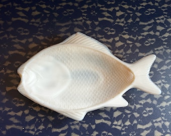 Milk Glass Fish Dish