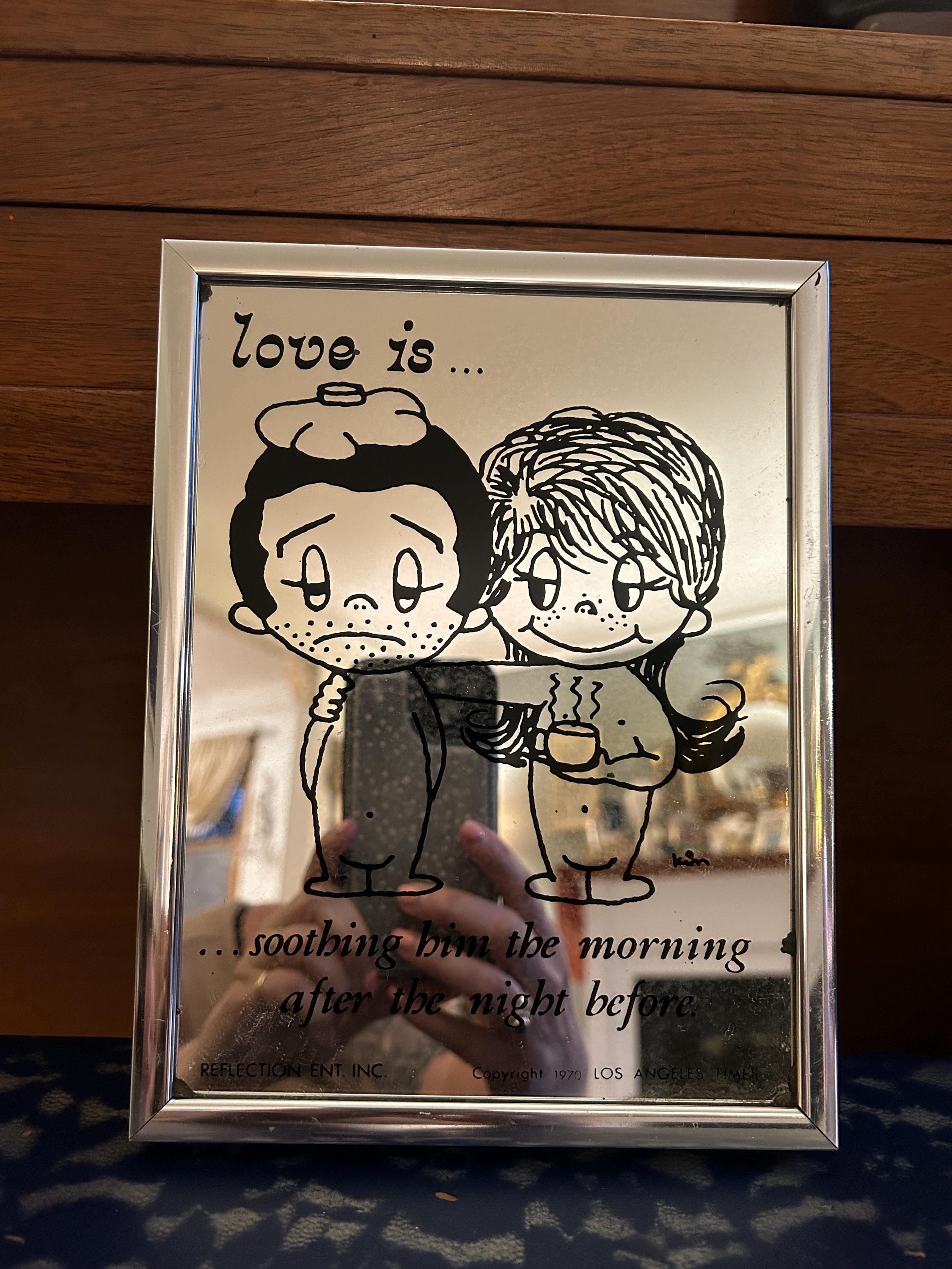 Vintage 1970's KIM Casali LOVE IS Framed Mirror - Etsy