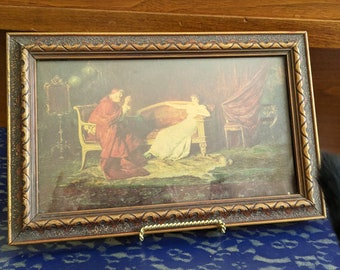Vintage Lithograph Of Cardinal And Woman