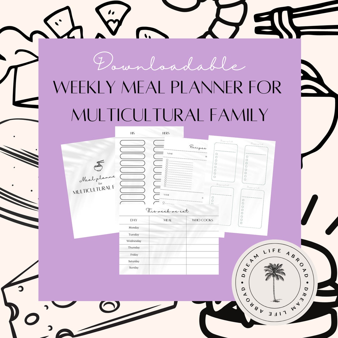 Printable Weekly Meal Planner Template for MULTICULTURAL FAMILY, His ...