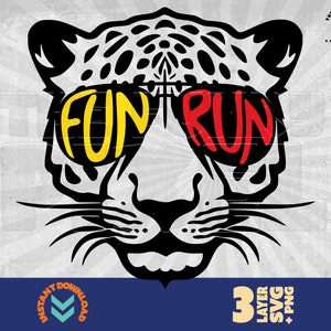 Fun Run svg | Jaguar Cougar Leopard mascot svg | Jaguar T-Shirt svg | Leopard Mascot Fun Run png