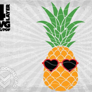 Ananas met hart zonnebril svg afbeelding / Pineapple w hart zonnebril print en gesneden png