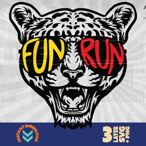 Fun Run svg | Jaguar Leopard mascot svg | Jaguar Mascot T-Shirt svg | Leopard Mascot Fun Run png