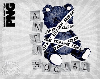 Anti Social Teddy Bear Shirt Design, High Resolution Image