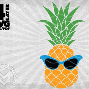 Pineapple with 50s sunglasses svg image / Pineapple w 50s sunglasses print and cut png