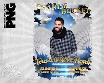 Funeral Shirt png, Funeral Program png, Memorial Shirt png, Rest in Peace png, Angel in Heaven png, RIP t-shirt png, Angel Wings png,