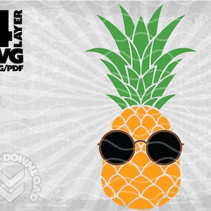 Pineapple with round sunglasses svg image / Pineapple w round sunglasses print and cut png