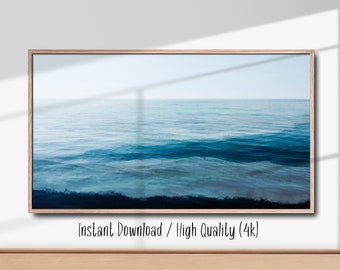 Samsung Frame TV art - "Seascape Aquarelle" realistic landscape smart tv art, ocean digital art for tv, Aquarelle Painting TV Art