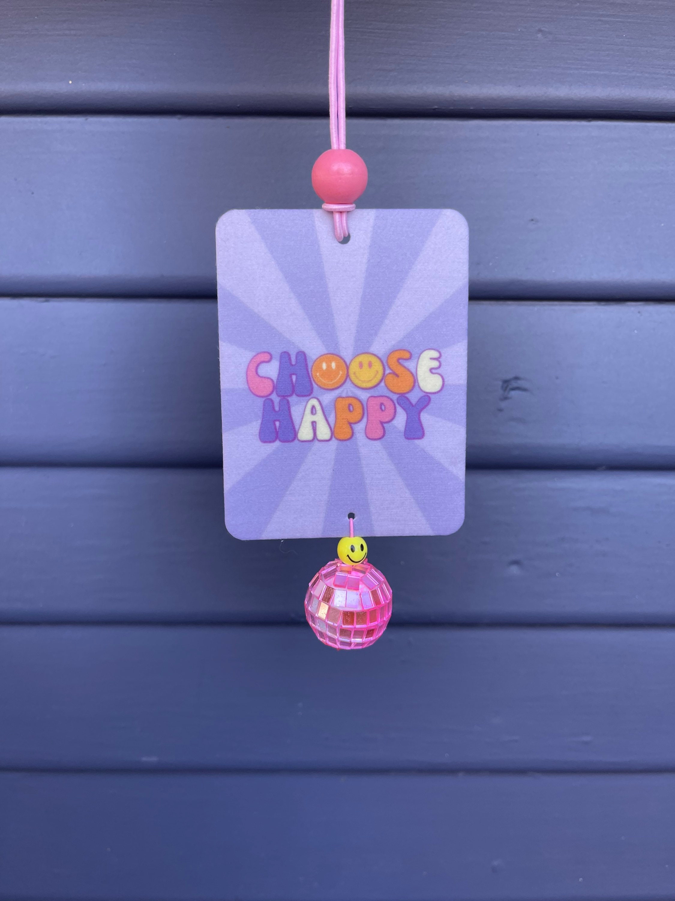 Choose Happy Cute Rearview Mirror Hanging Car Air Freshener Etsy