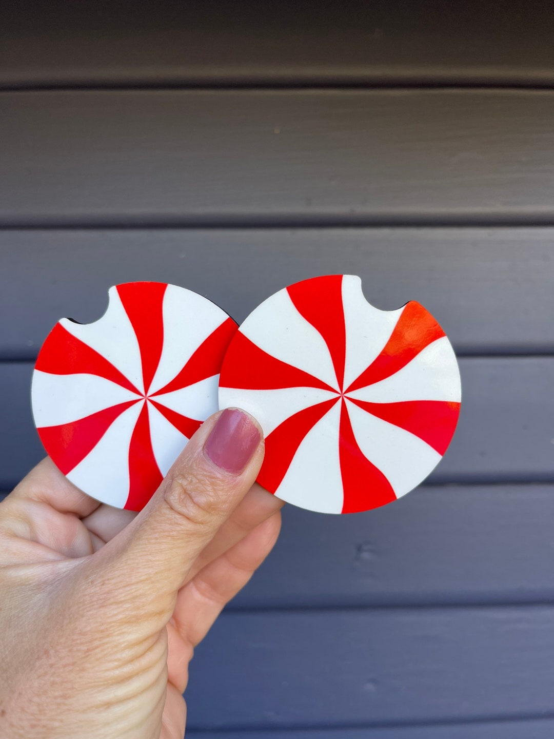 Peppermint Candy Christmas Car Coasters, Stocking Stuffer, Christmas