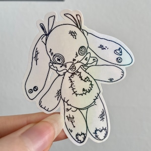 Holographic Sticker - Horror Creepy Scary Cute Kawaii Plush Bunny Halloween - Laptop/ Bullet Journal/ Dekorativ/ Pinterest