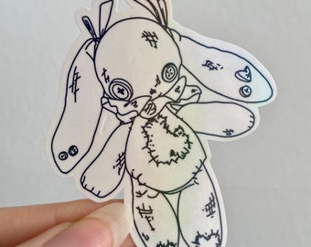 Holographic Sticker - Horror Creepy Scary Cute Kawaii Plush Bunny Halloween - Laptop/ Bullet Journal/ Dekorativ/ Pinterest