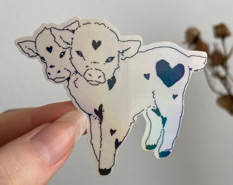 Holographic Sticker - Cute Heart Baby Cow - Laptop/ Bullet Journal/ Dekorativ/ Pinterest