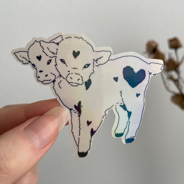 Holographic Sticker - Cute Heart Baby Cow - Laptop/ Bullet Journal/ Dekorativ/ Pinterest