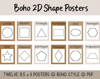 Boho Classroom Shape Posters | 2D Geometric Art (Digital Download)