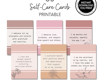 60 Affirmationskarten digitaler Download, Mindfulness Affirmations Deck 2023, Positive Zitate druckbares Geschenk, Self-Care