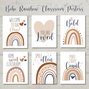 Boho Rainbow Posters, Boho Rainbow Classroom Posters, Boho Rainbow Posters for Wall