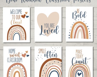 Boho Rainbow Spanish Classroom Posters - Etsy Israel