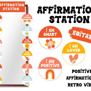 Affirmation Station | Retro Vibes | Positive Affirmations Mirror Display | PRINTABLE
