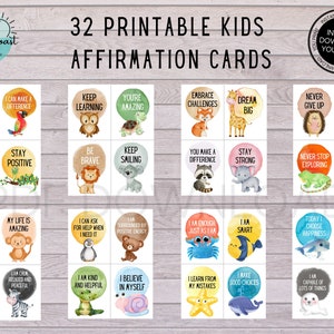 Tarjetas de afirmación para niños, tarjetas motivacionales, tarjetas de positividad para niños Yoga para niños, tarjetas Montessori Flashcards, mantra diario para niños de salud mental para niños