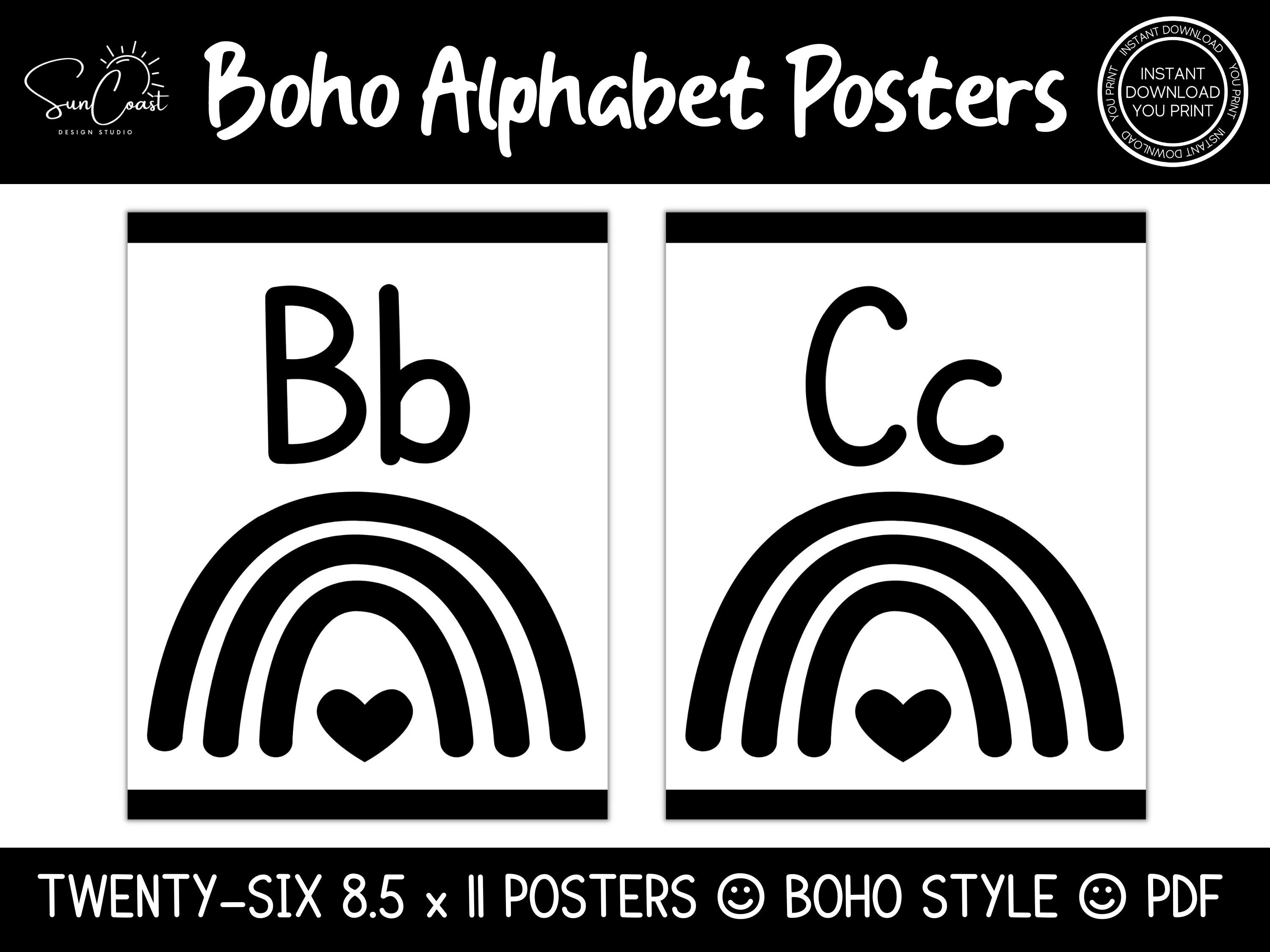 BOHO RAINBOW Alphabet Posters Boho Classroom Neutral Rainbow