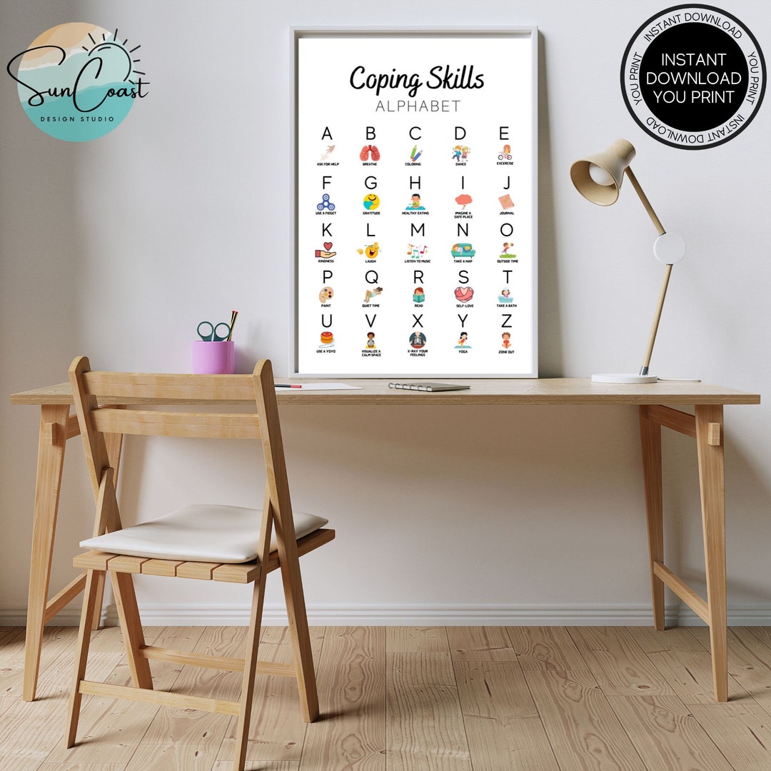 Kids Coping Skills Alphabet Print - Self Care Printable - Mindfulness ...