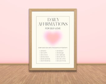 Tägliche Affirmationen Aura Poster, Affirmation Print, Poster psychische Gesundheit, Therapie Poster, spirituelles Poster, DIGITAL DOWNLOAD